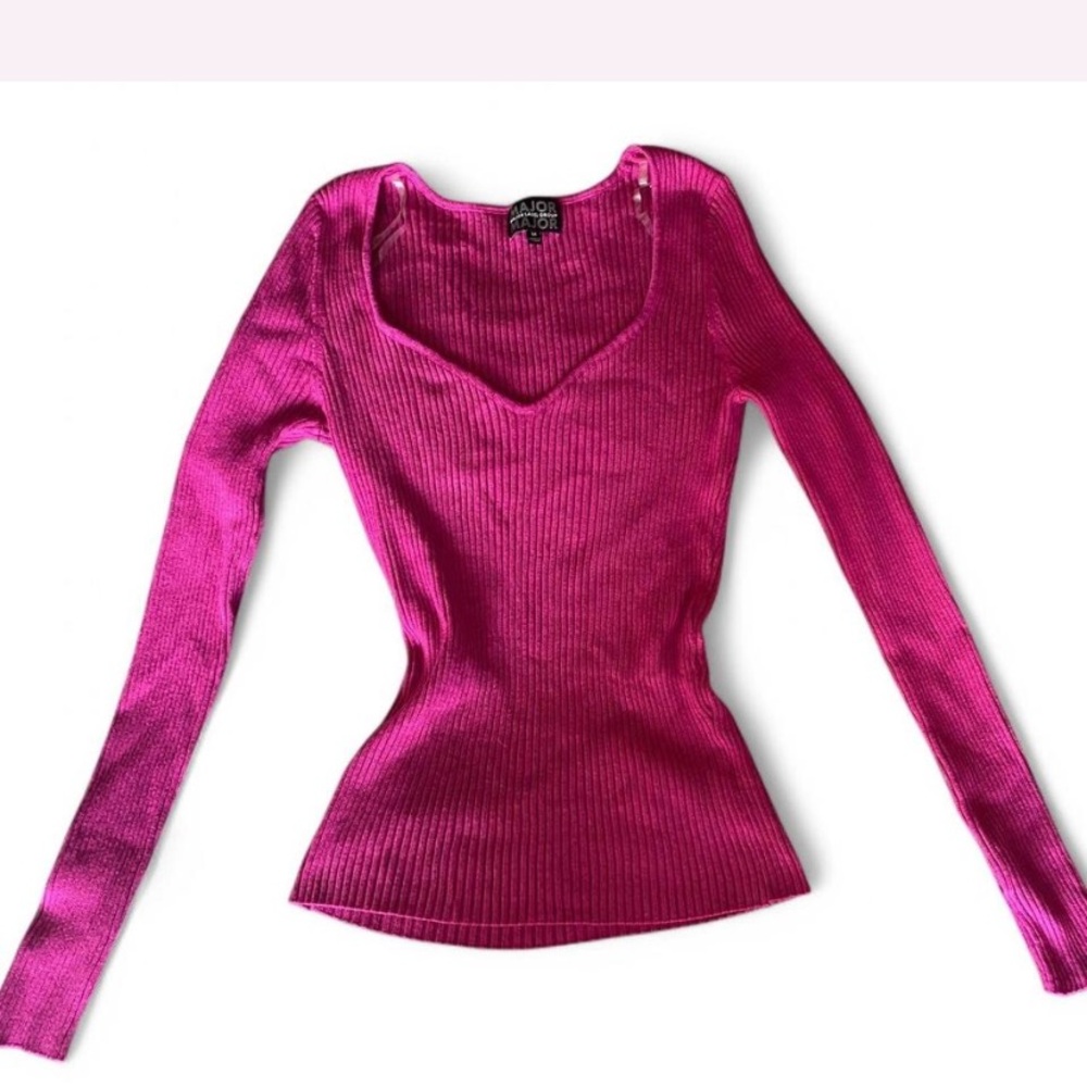 ALO Yoga Pink Fitted Long Sleeve Blouse